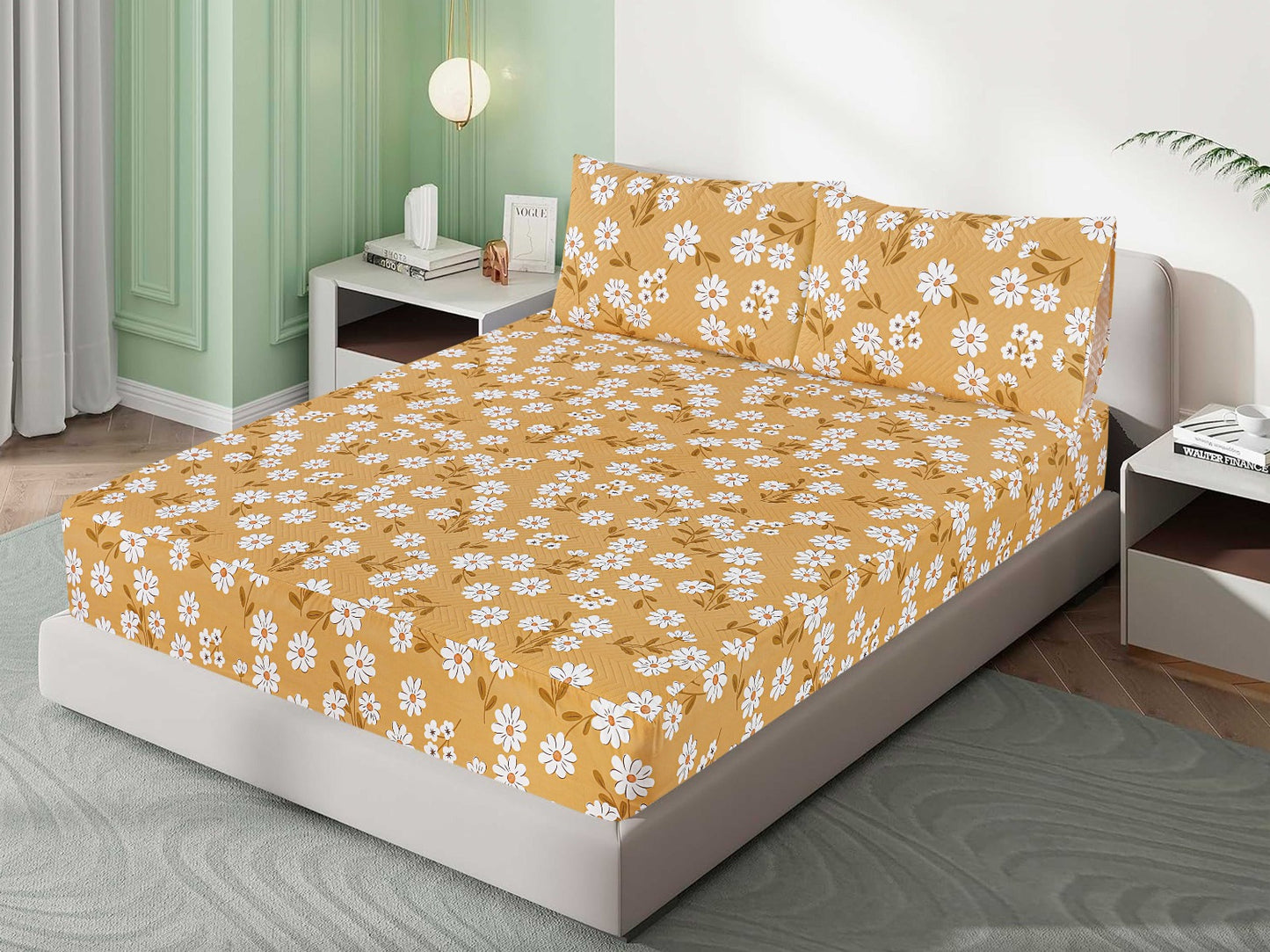 Mat Printed Quilted Ultrasonic 100% Waterproof Mattress Cover For Double Bed Fitted Mattress Protector Anti Sleep Bed Sheet With Pillow