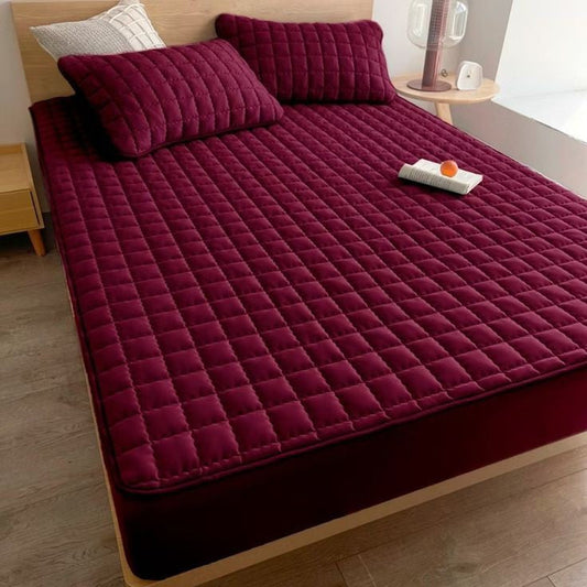 Ultrasonic Quilted Mattress Cover 100% Waterproof (Maroon)