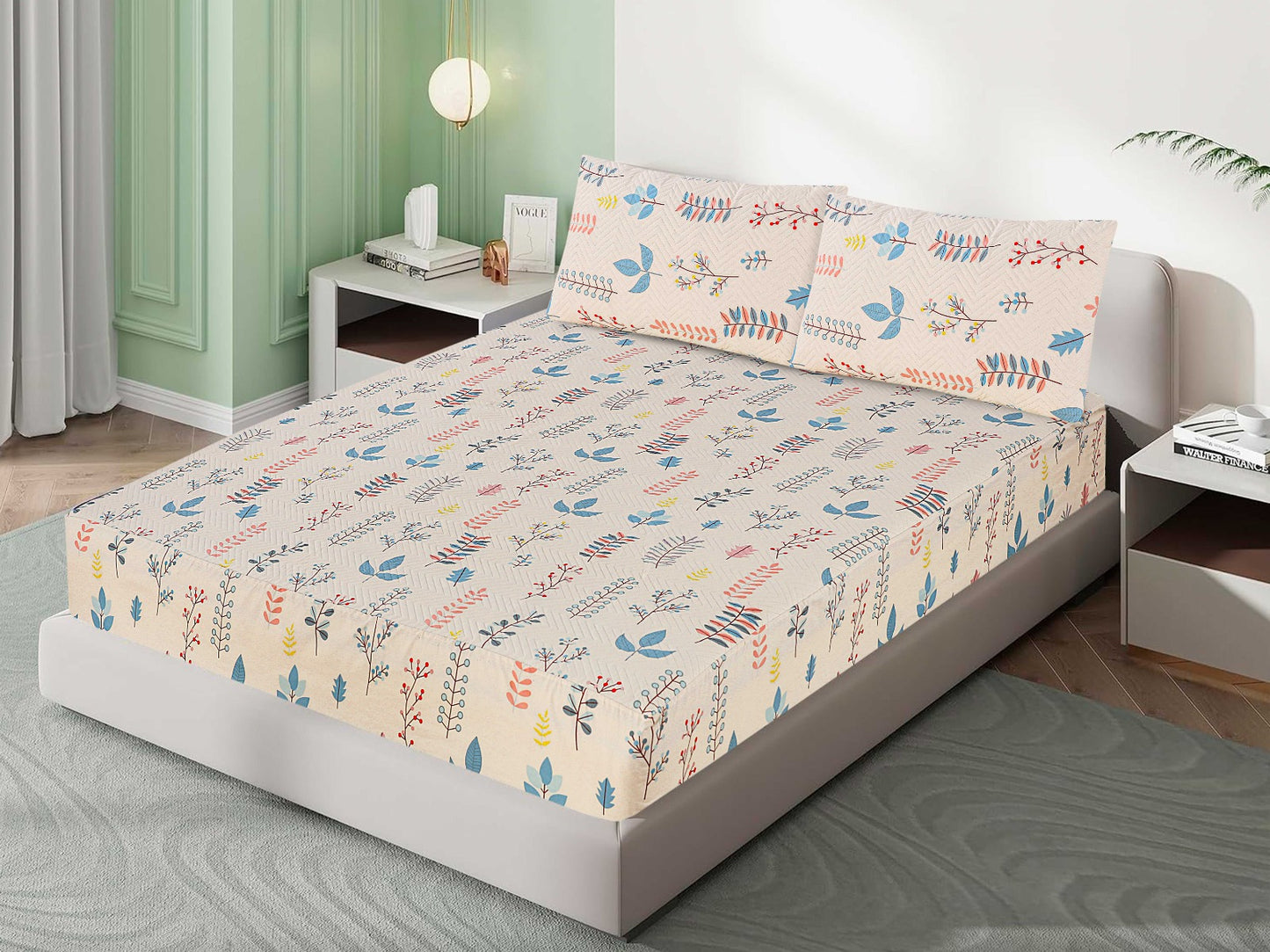 Mat Printed Quilted Ultrasonic 100% Waterproof Mattress Cover For Double Bed Fitted Mattress Protector Anti Sleep Bed Sheet With Pillow