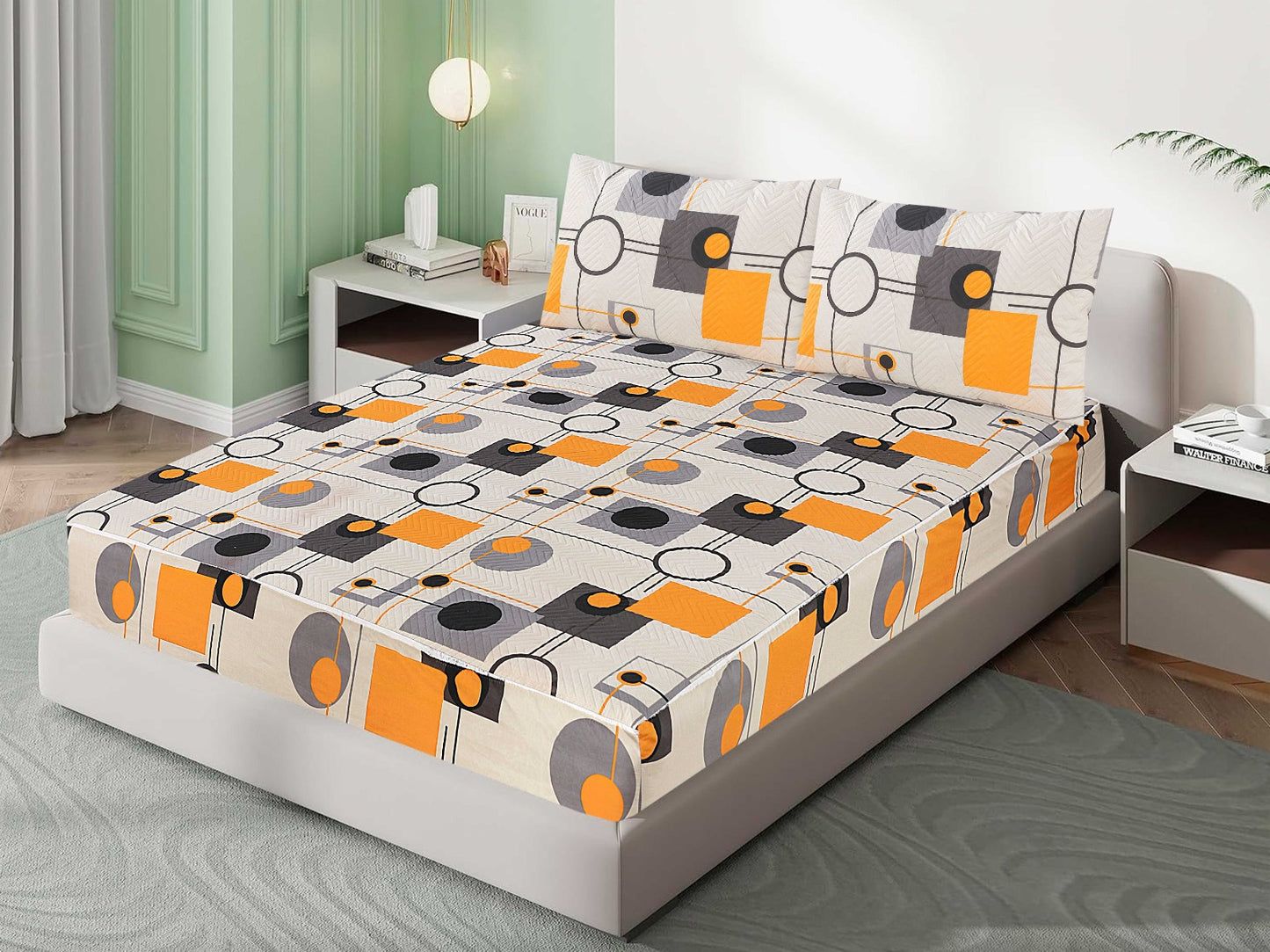 Mat Printed Quilted Ultrasonic 100% Waterproof Mattress Cover For Double Bed Fitted Mattress Protector Anti Sleep Bed Sheet With Pillow