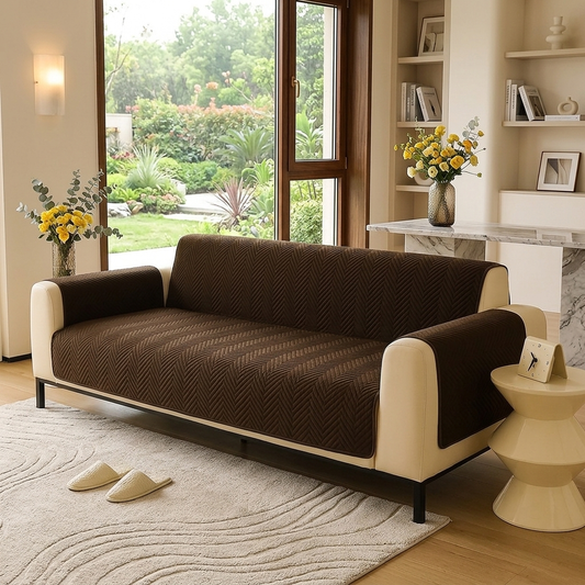 Mat Ultrasonic Sofa Cover-Sofa Runner (Dark Brown)