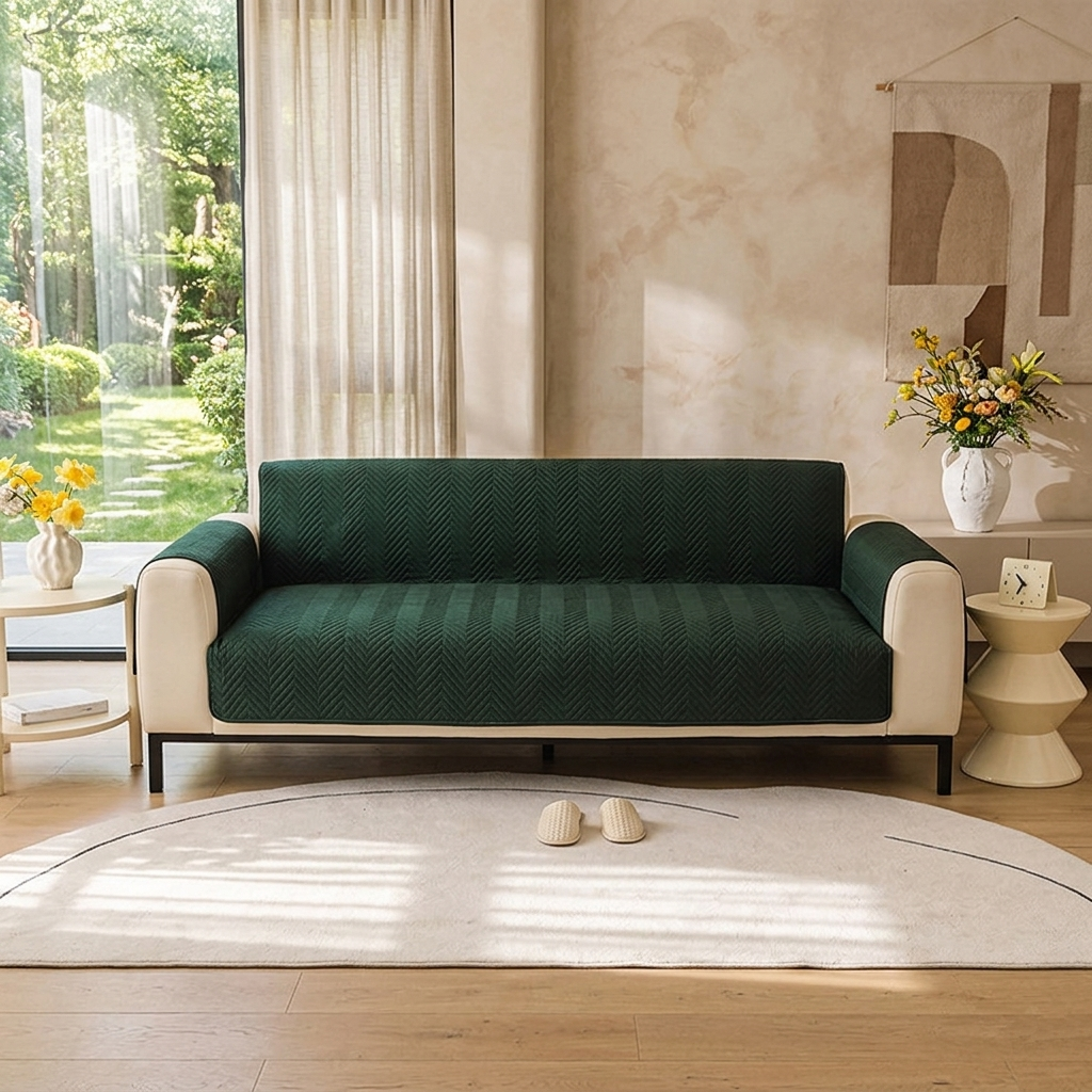 Mat Ultrasonic Sofa Cover-Sofa Runner (Green)