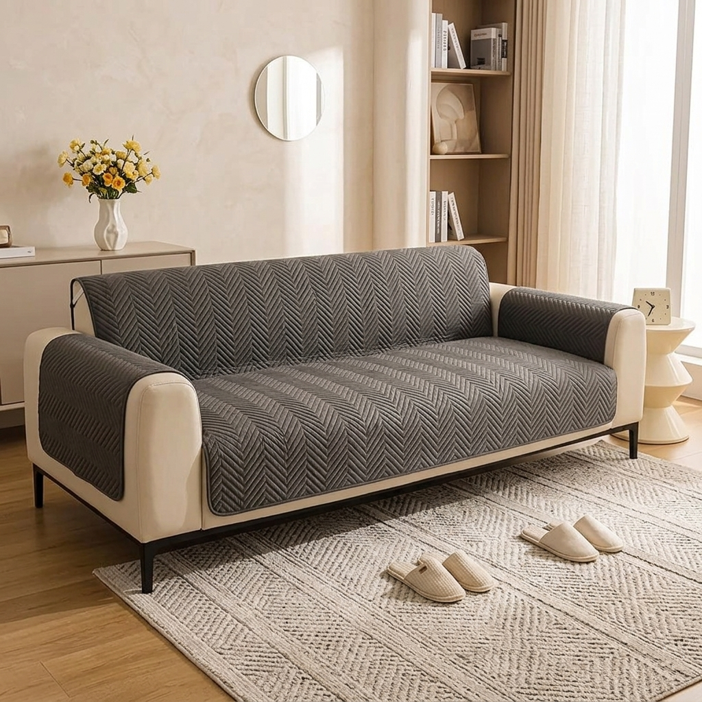 Mat Ultrasonic Sofa Cover-Sofa Runner (Grey)